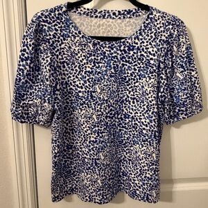 Lilly Pulitzer Blue and White Leopard Print Top